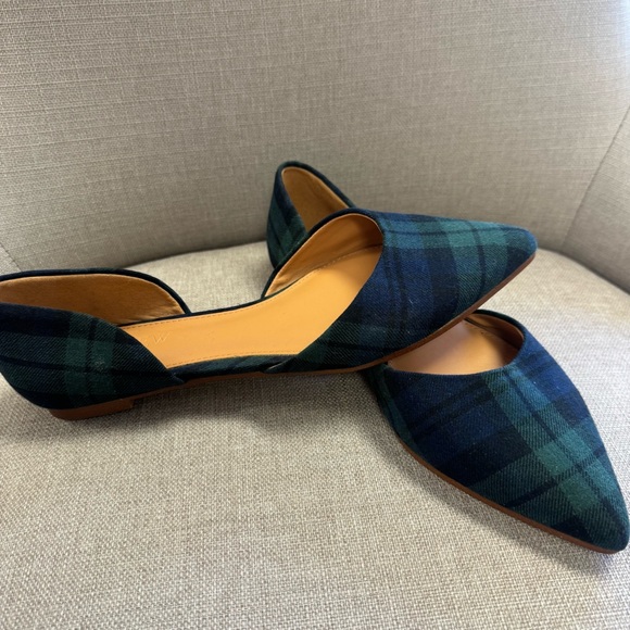 J. Crew Winter Holiday Plaid D'Orsay Flats. Size 6 - Picture 9 of 11